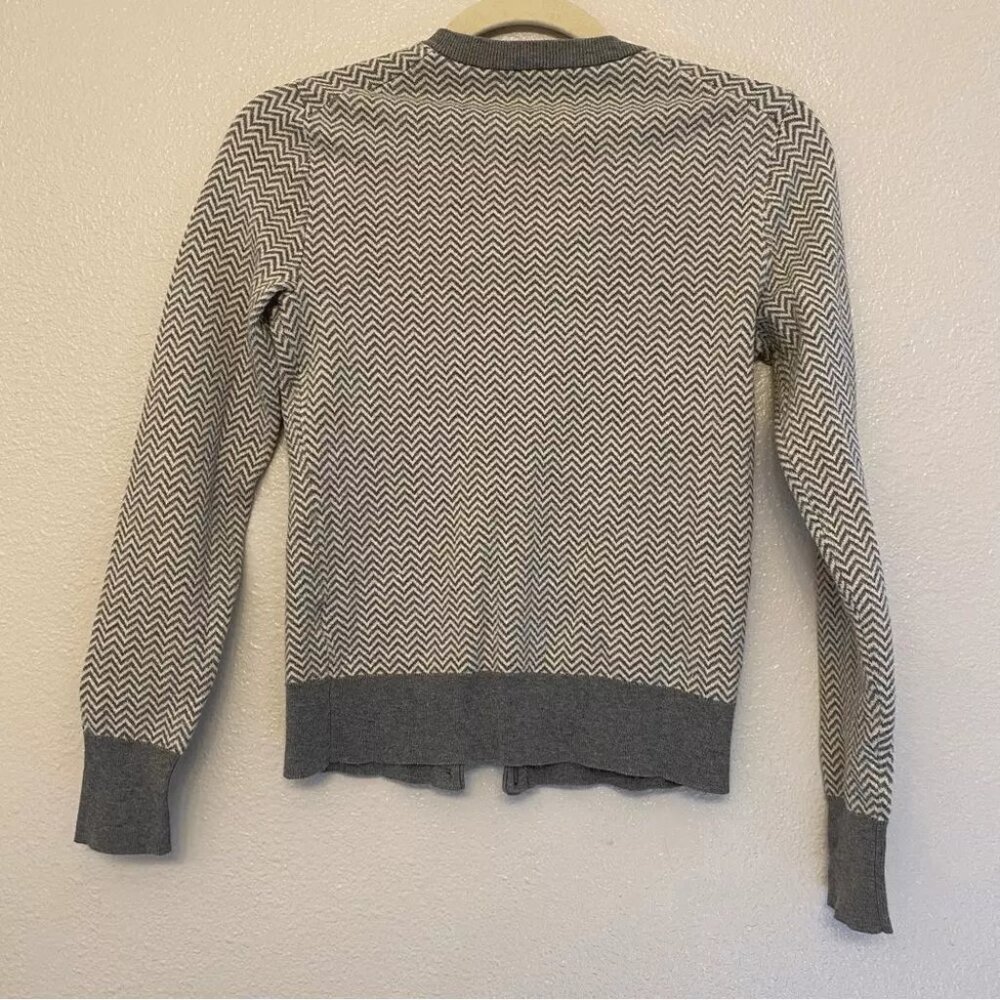 J Crew Gray Chevron Print Button Front Cardigan S… - image 3
